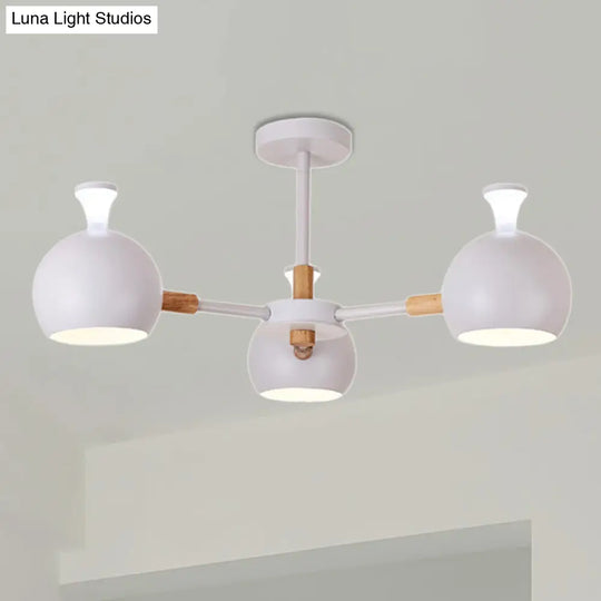Modern Dome Hanging Pendant Light With 3 Lights For Dining Room - Iron Ceiling Fixture