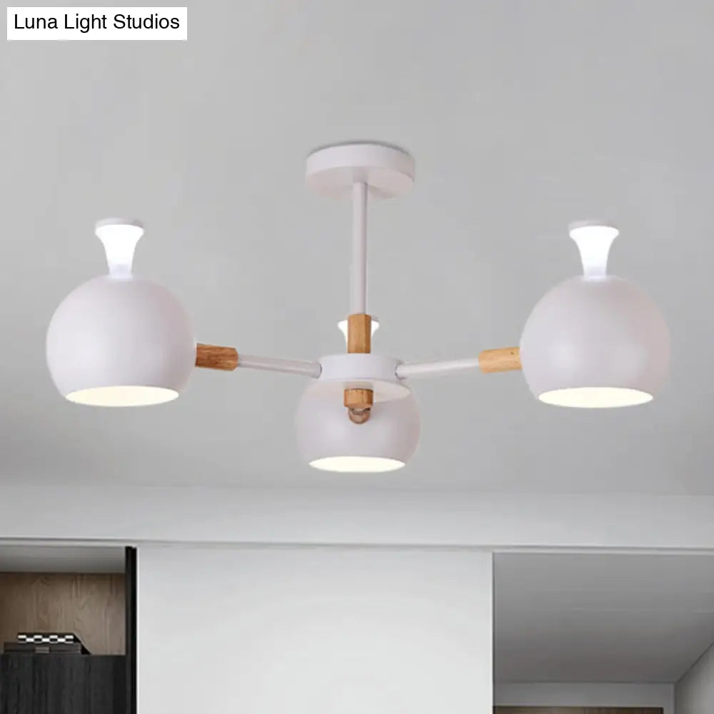 Modern Dome Hanging Pendant Light With 3 Lights For Dining Room - Iron Ceiling Fixture