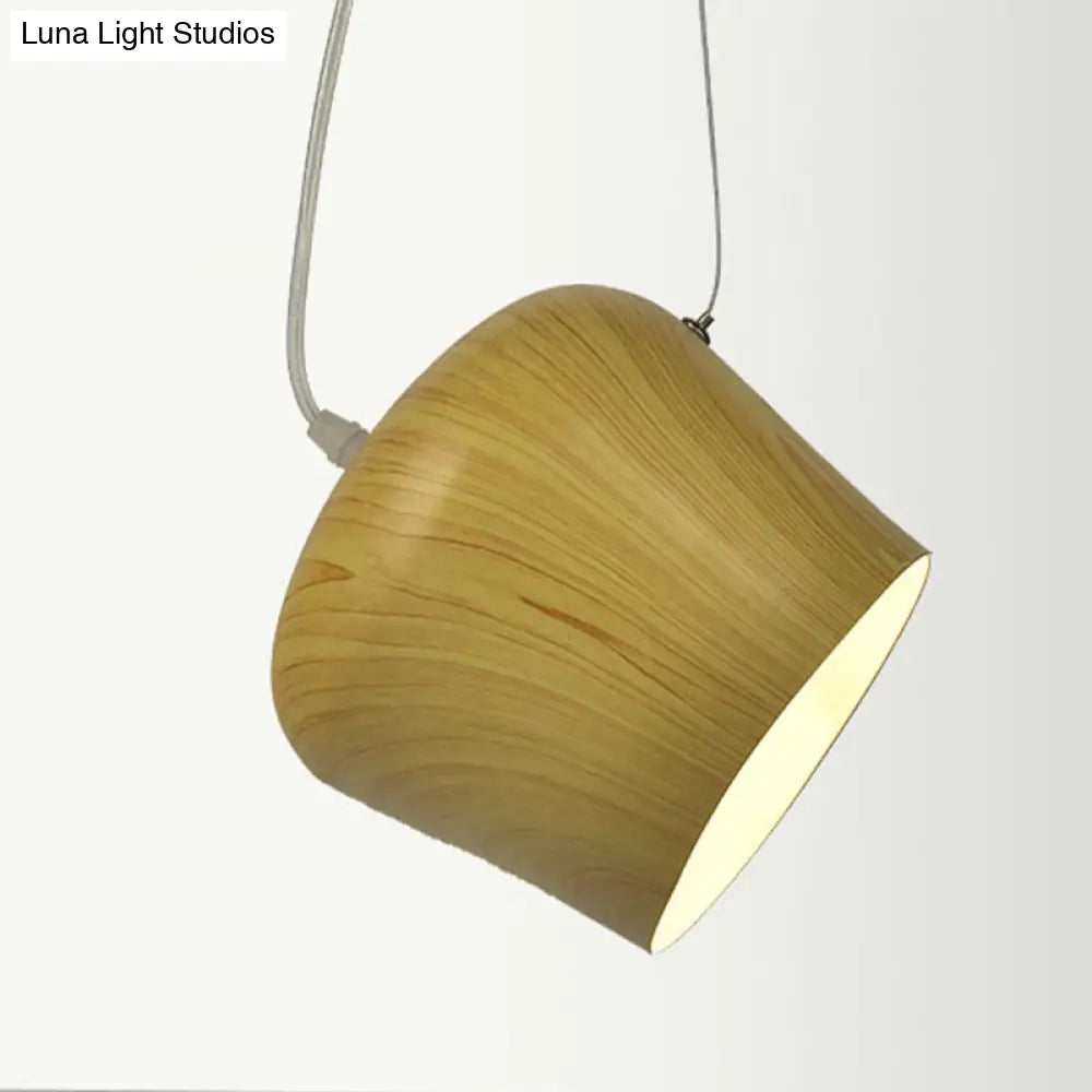 Modern Dome Shaped Hanging Lamp - 1 Light Pendant Lighting For Dining Room Dark Wood Finish