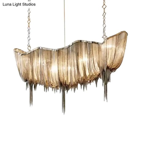 Modern Draped Chains Led Chandelier Light Fixture For Dining Room