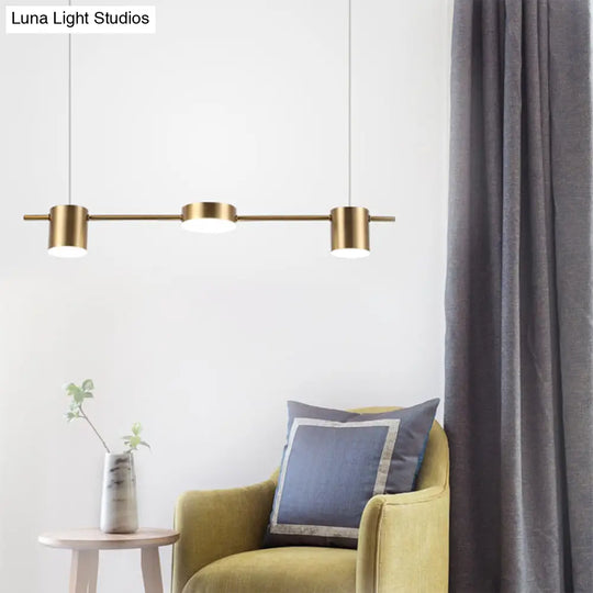 Modern Drum Aluminum Island Pendant Ceiling Light Fixture In Black/Gold With Warm/White Lighting