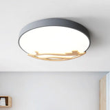 Modern Drum Flush Mount Lamp - Acrylic Led Bedroom Ceiling Light In Green/Gray/White Grey