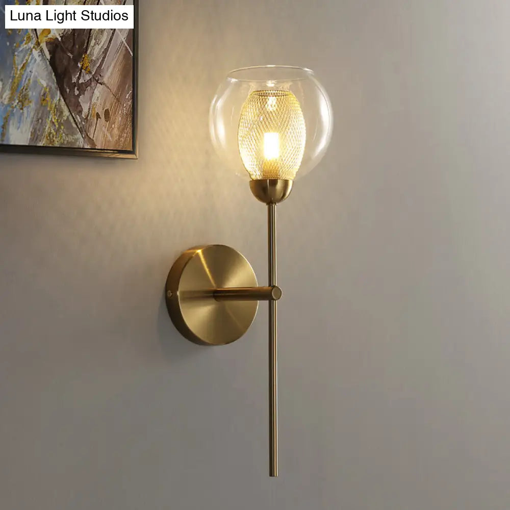 Modern Dual Cup Wall Sconce With Clear Glass And Metallic Finish In Black/Gold