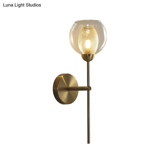 Modern Dual Cup Wall Sconce With Clear Glass And Metallic Finish In Black/Gold