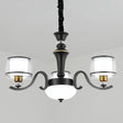 Modern Dual Cylinder Pendant Chandelier With Clear And White Glass For Living Room 3 / Black