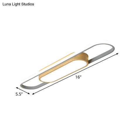 Modern Dual Ellipse Wood Led Flushmount Ceiling Lamp - 16’/23.5’/31.5’ White With Warm/White Light