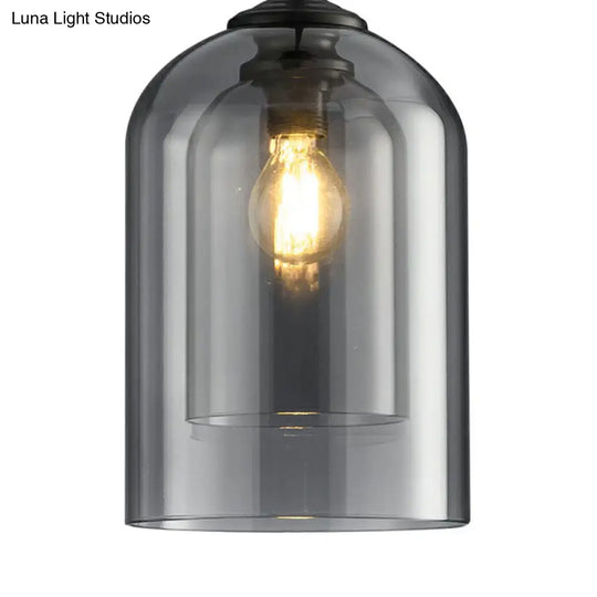 Dual-Glass Inverted Pendant Light For Dining Room Postmodern Ceiling Hang Lamp
