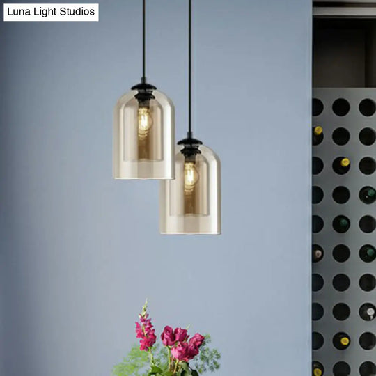 Modern Dual-Glass Pendant Light For Dining Room - Inverted Cup Design