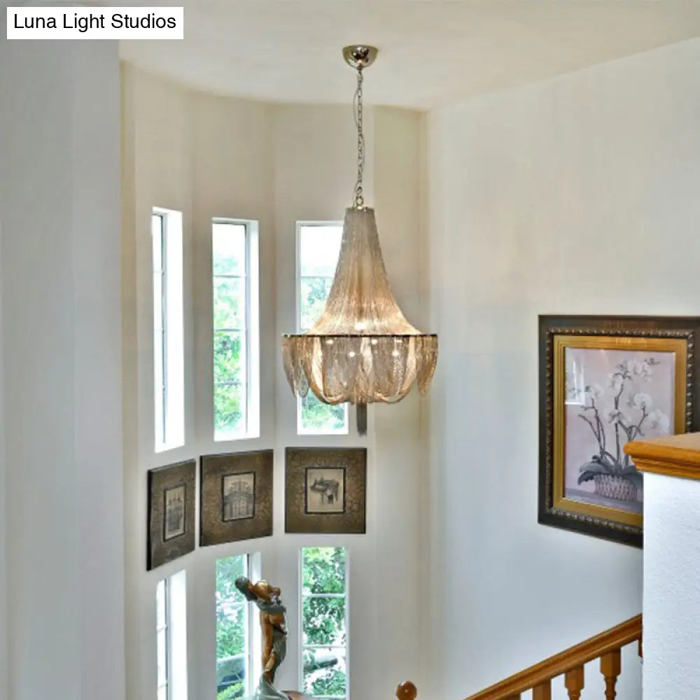 Modern Empire Chandelier - Aluminum Chain Suspension Lamp For Dining Room Ceiling