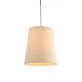 Modern Fabric Cylinder Pendant Light - Black/White/Flaxen 8/11 Wide