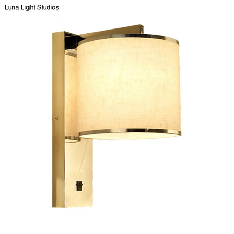 Modern Fabric Led Wall Sconce Light In Chrome For Living Room