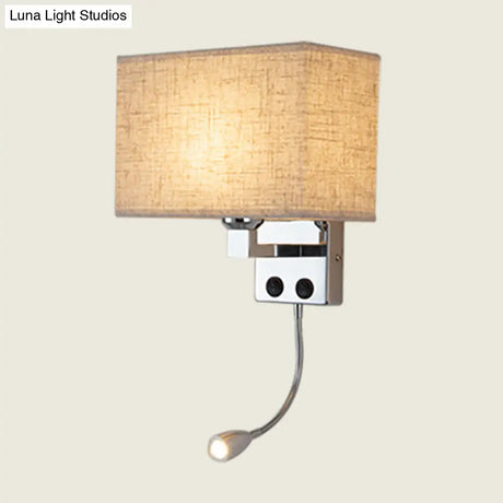 Modern Fabric Rectangle Spotlight Wall Lamp - Nordic Style 1-Light Black/Flaxen/Beige Mounted