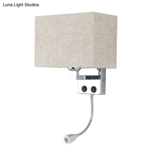 Modern Fabric Rectangle Spotlight Wall Lamp - Nordic Style 1-Light Black/Flaxen/Beige Mounted
