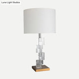 Modern Fabric Shade Study Lamp - Straight Sided Design 1 Bulb Book Light In White