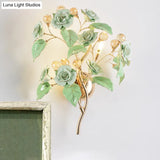 Modern Faceted Crystal Flower Sconce - Wall Mounted Bedroom Light Fixture With 3 Bulbs