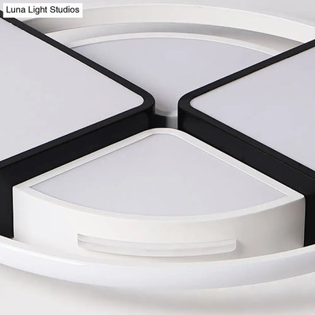 Modern Fan - Shaped Led Flush Mount Ceiling Light With Metal And Acrylic Shade - 16/19.5