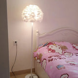 Modern Feather Stand Up Lamp - 18/21.5 Wide Dome Floor Light For Living Room In White/Pink/Orange
