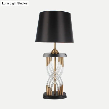 Modern Flare Crystal Table Lamp With Gold Accent - Ideal For Study And Reading