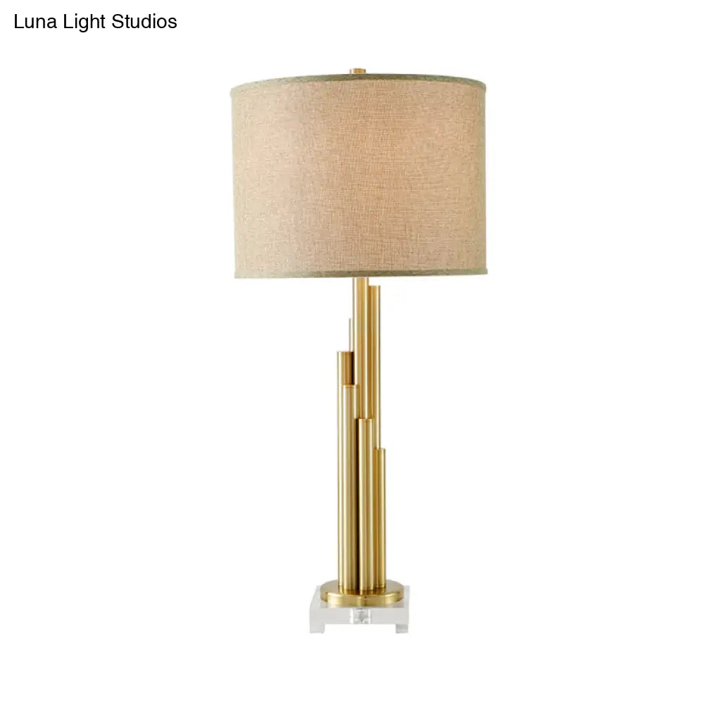 Modern Flaxen Reading Lamp: 1-Bulb Dining Room Task Light With Fabric Shade