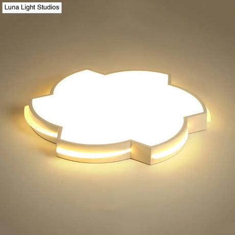 Modern Floral Led Ceiling Lamp For Bedroom/Balcony - White Flush Mount Light / 16 Warm