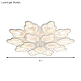 Modern Floral Led Ceiling Light With Acrylic Shade And 3/5/9 Lights In White/Warm/Natural Tone -