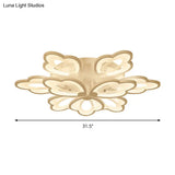 Modern Floral Led Ceiling Light With Acrylic Shade And 3/5/9 Lights In White/Warm/Natural Tone -
