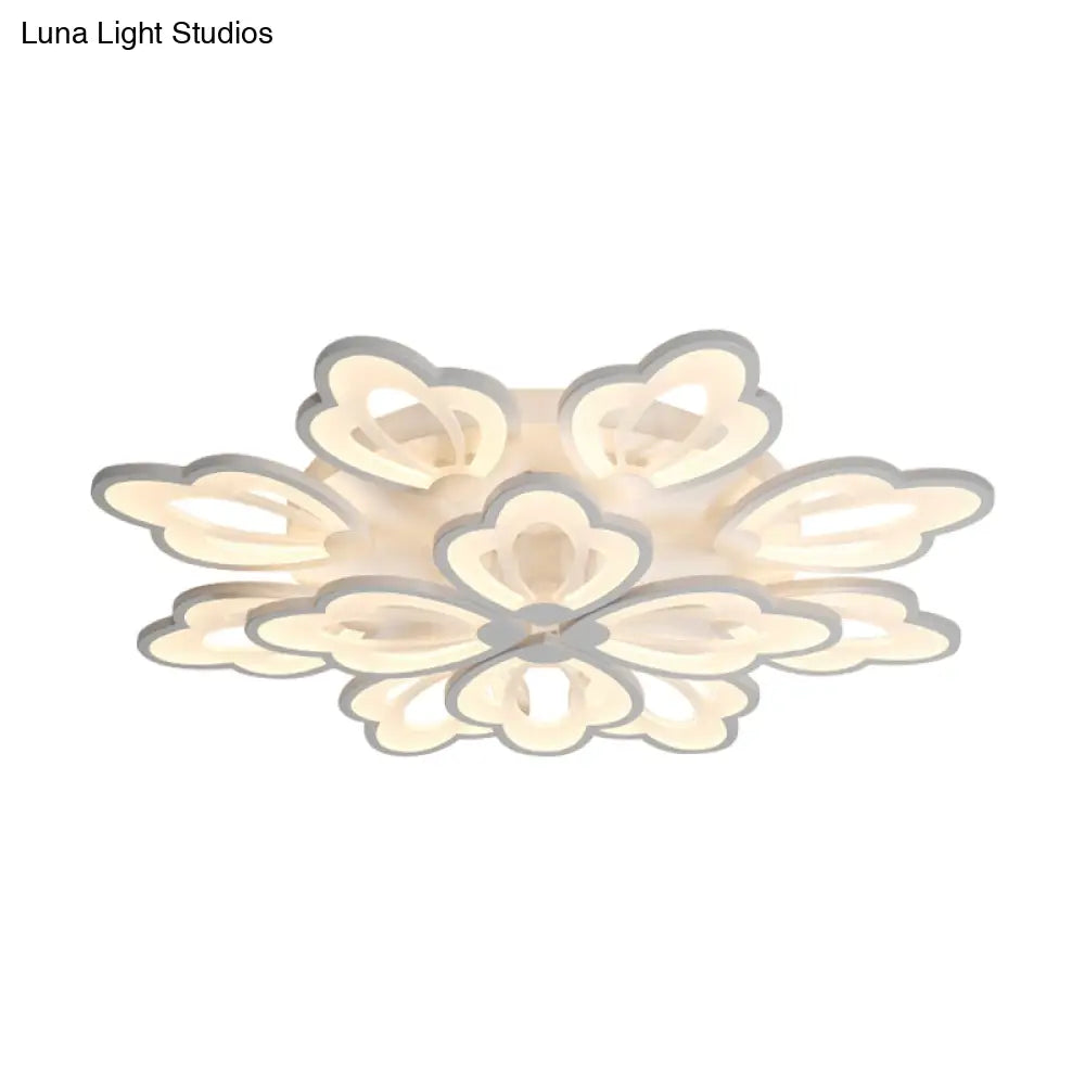 Modern Floral Led Ceiling Light With Acrylic Shade And 3/5/9 Lights In White/Warm/Natural Tone -