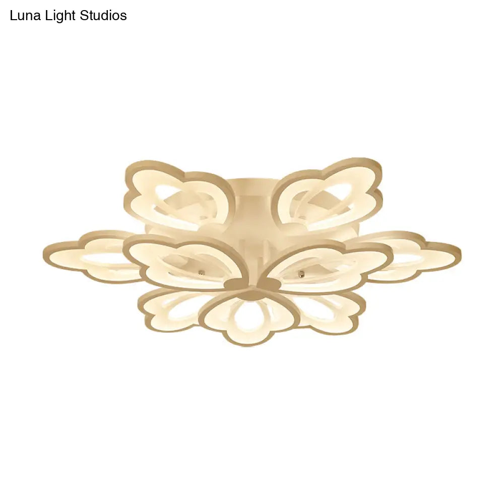 Modern Floral Led Ceiling Light With Acrylic Shade And 3/5/9 Lights In White/Warm/Natural Tone -