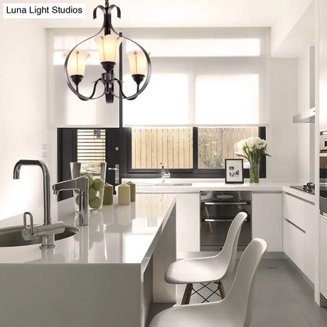Modern Floral Suspension Lamp: Milk Glass Chandelier With 3/5/8 Red Brown Heads