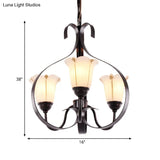 Modern Floral Suspension Lamp: Milk Glass Chandelier With 3/5/8 Red Brown Heads