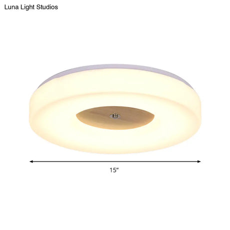 Modern Flush Ceiling Light - Wood And Acrylic Construction Led 8’/13’/15’/19’ Wide Warm