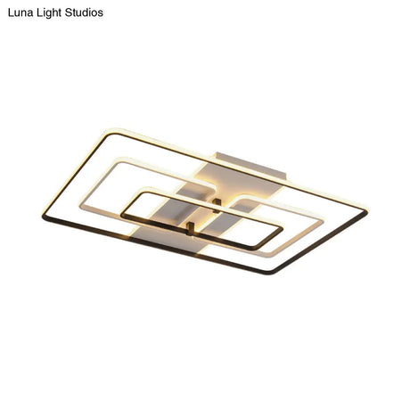 Modern Flush Mount Acrylic Frame With Led Lighting - Rectangle White/Black Warm/White Light