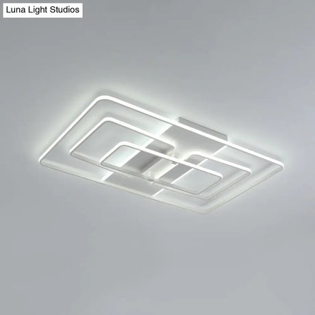 Modern Flush Mount Acrylic Frame With Led Lighting - Rectangle White/Black Warm/White Light