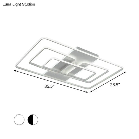 Modern Flush Mount Acrylic Frame With Led Lighting - Rectangle White/Black Warm/White Light