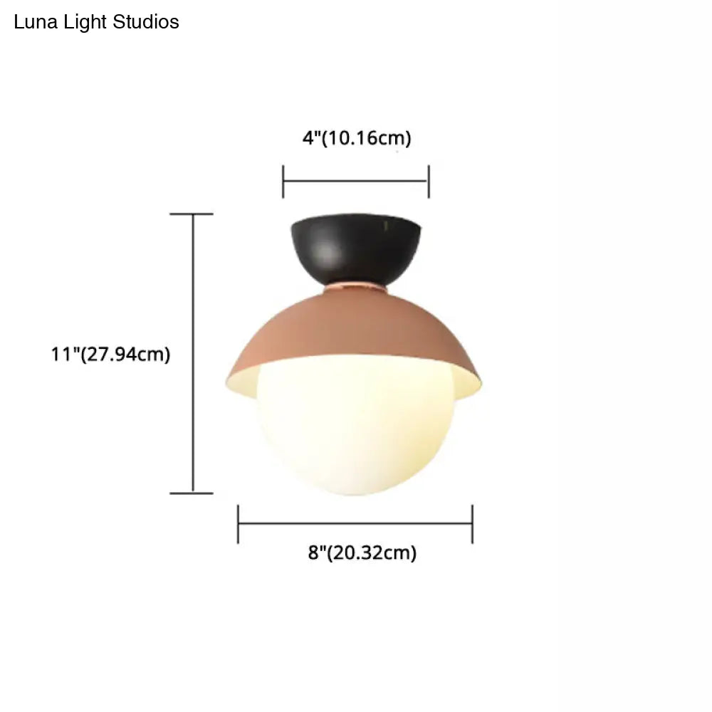 Modern Flush Mount Ceiling Light - White Glass Hallway Fixture