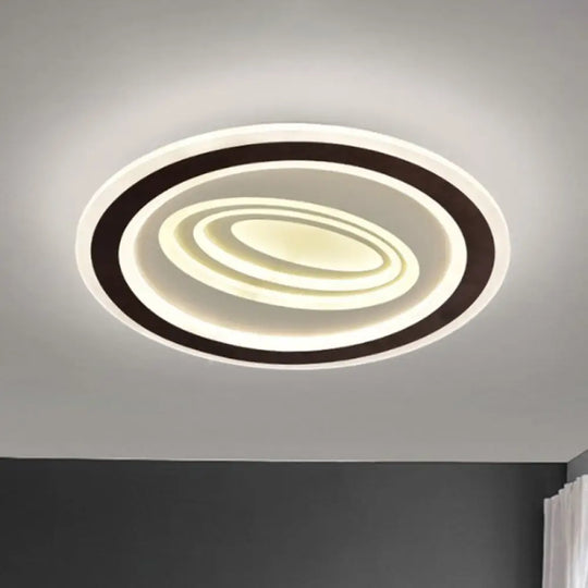 Modern Flush Mount Ceiling Light With Acrylic Led Black & White 3-Gear Settings Black-White