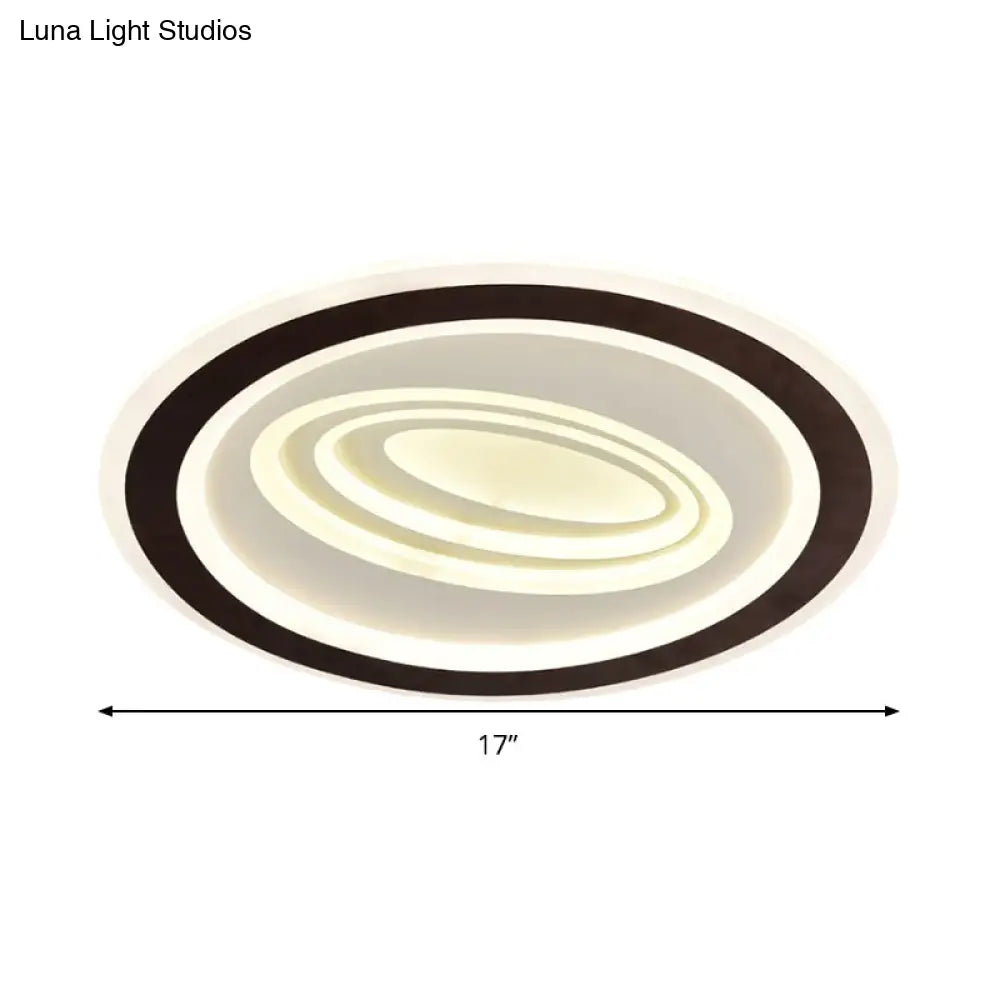 Modern Flush Mount Ceiling Light With Acrylic Led Black & White 3-Gear Settings