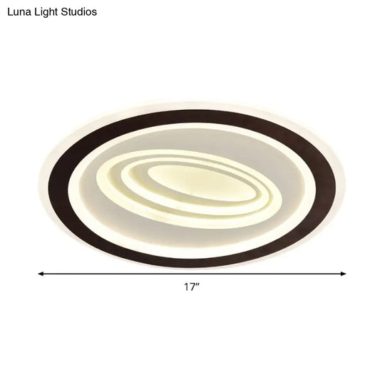 Modern Flush Mount Ceiling Light With Acrylic Led Black & White 3-Gear Settings