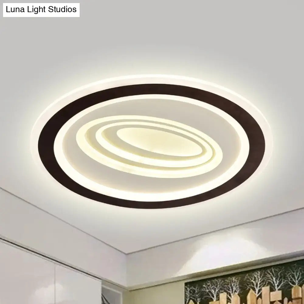 Modern Flush Mount Ceiling Light With Acrylic Led Black & White 3-Gear Settings