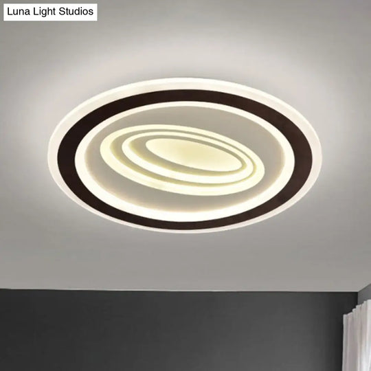 Modern Flush Mount Ceiling Light With Acrylic Led Black & White 3-Gear Settings Black-White