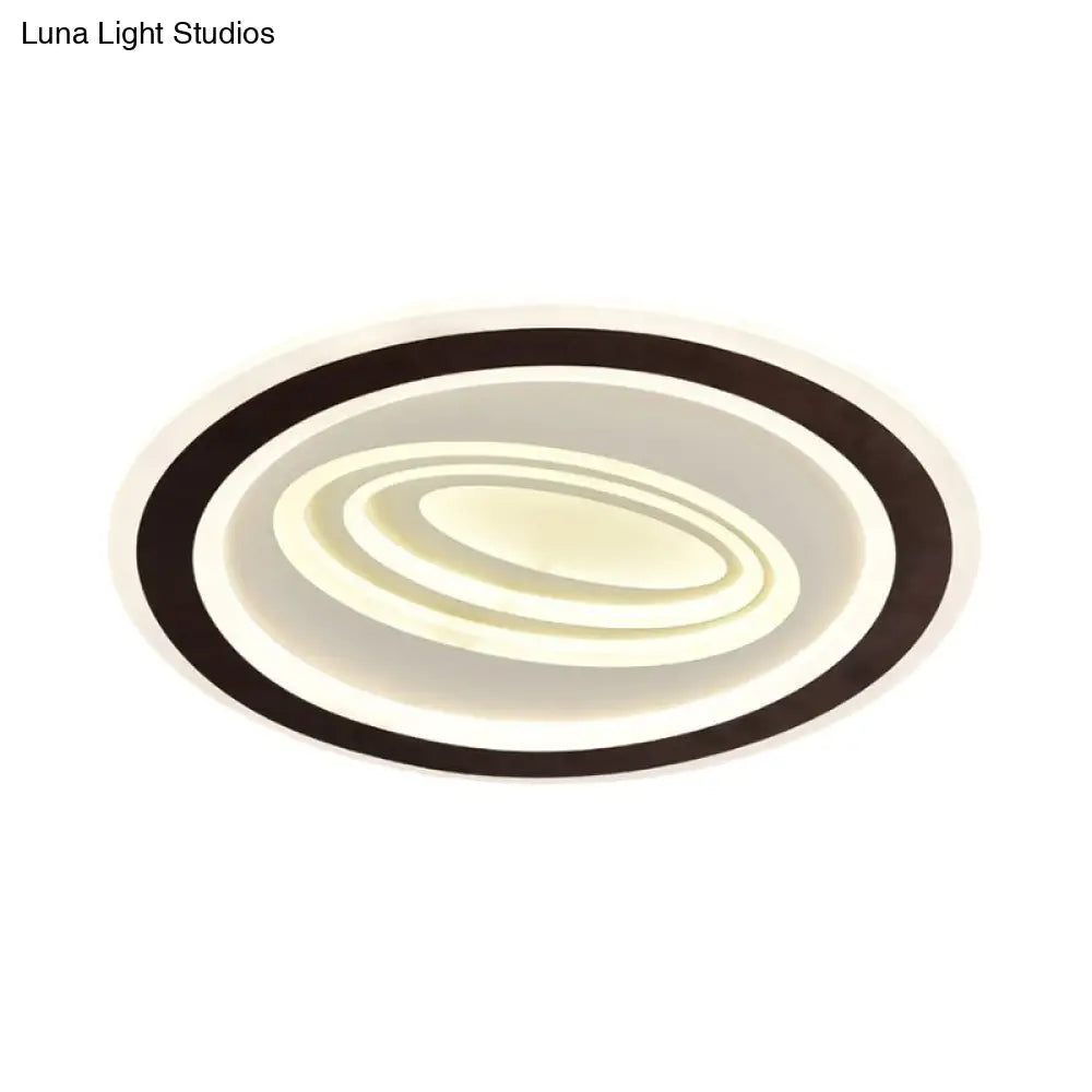 Modern Flush Mount Ceiling Light With Acrylic Led Black & White 3-Gear Settings