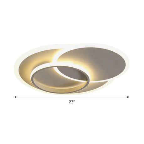 Modern Flush Mount Led Ceiling Lamp For Bedrooms - 19/23 Wide Stepless Dimming Remote Control White