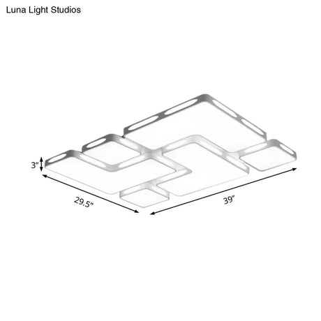 Modern Flush Mount Led Ceiling Light For Bedroom - White Acrylic Warm/White Lighting