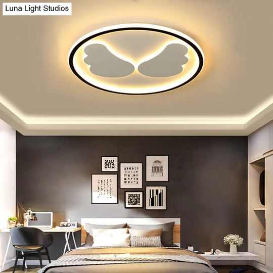 Modern Flush Mount Led Ceiling Light With Black Ring Acrylic Lamp For Kitchen / 16’ Warm