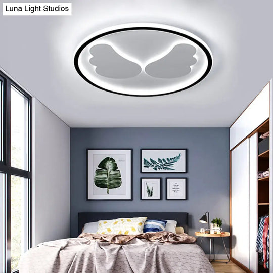 Modern Flush Mount Led Ceiling Light With Black Ring Acrylic Lamp For Kitchen / 16’ White