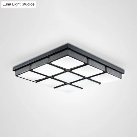 Modern Flush Mount Light With Acrylic Panels - Black/White 6/9 Lights Warm/White Living Room