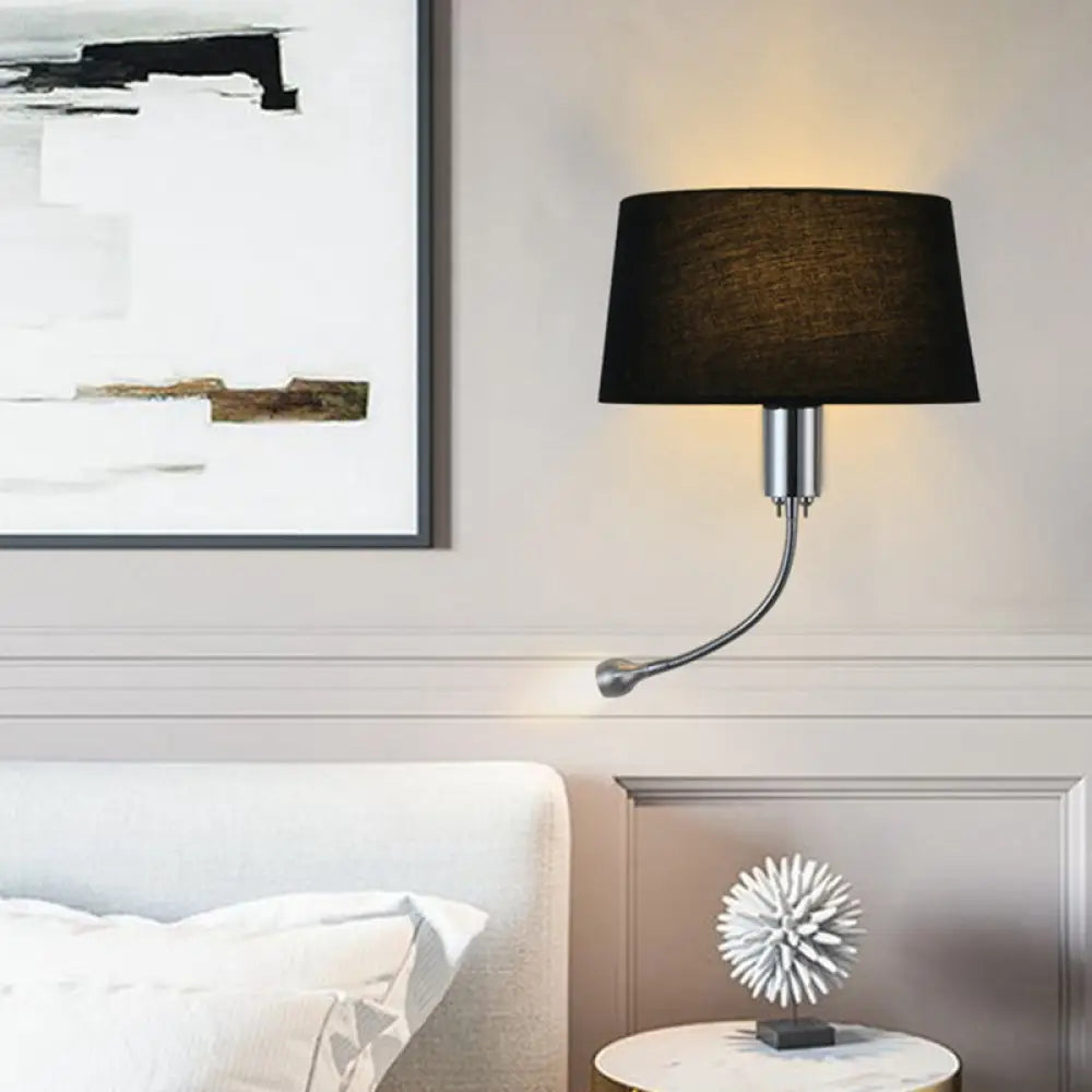 Modern Flush Wall Sconce With Half-Empire Shade - 1 Head Bedroom Spotlight Lamp For Reading