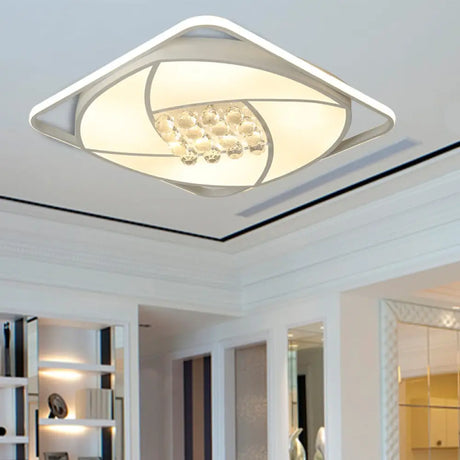 Modern Flushmount Led Light With Acrylic And Crystal Accents - Available In 16.5’ 20.5’ Widths