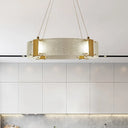 Modern Frosted Glass Pendant Chandelier - Circular Design 6-Headed Gold Suspension Lamp