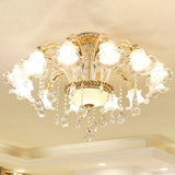 Modern Frosted Glass Pendant Lamp With Crystal Ball – Elegant Gold Corridor Chandelier 12 /